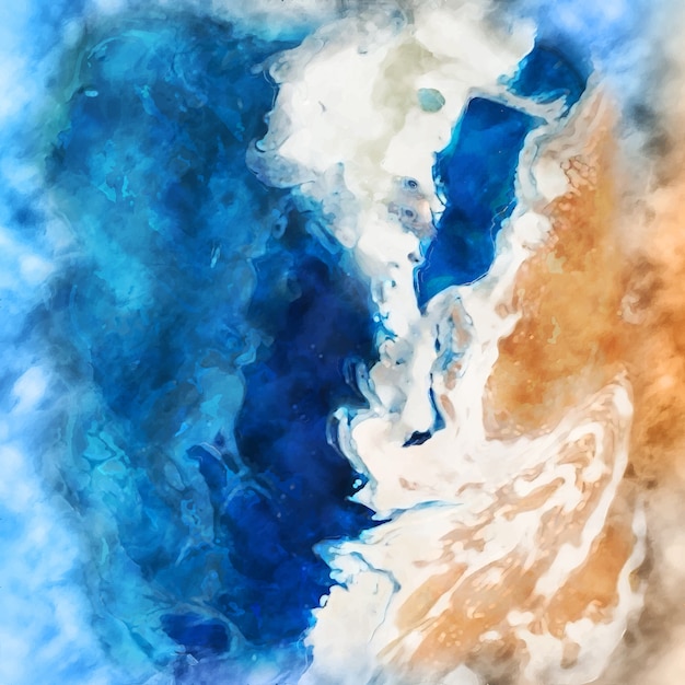 Fundo aquarela de cena de praia pintada à mão