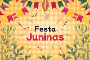 Vetor grátis fundo aquarela de festas juninas