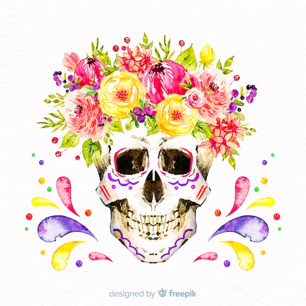 Vetor grátis fundo aquarela dia de muertos