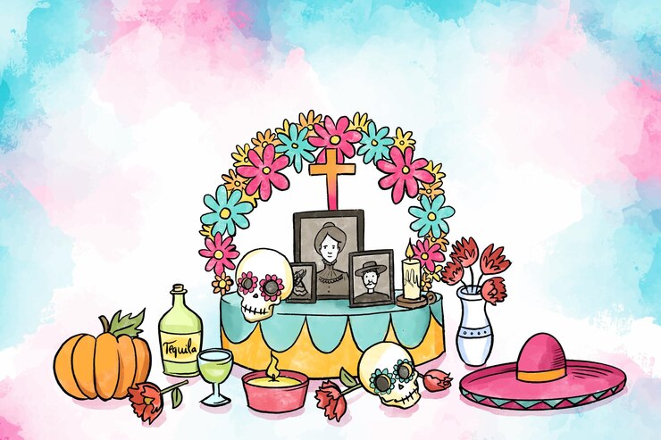 Vetor grátis fundo aquarela dia de muertos