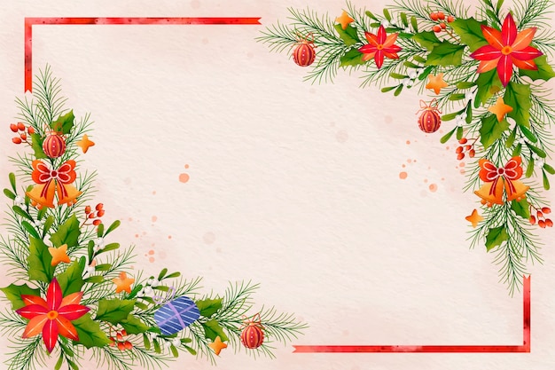 Vetor grátis fundo aquarela para celebração da temporada de natal com enfeites e abeto