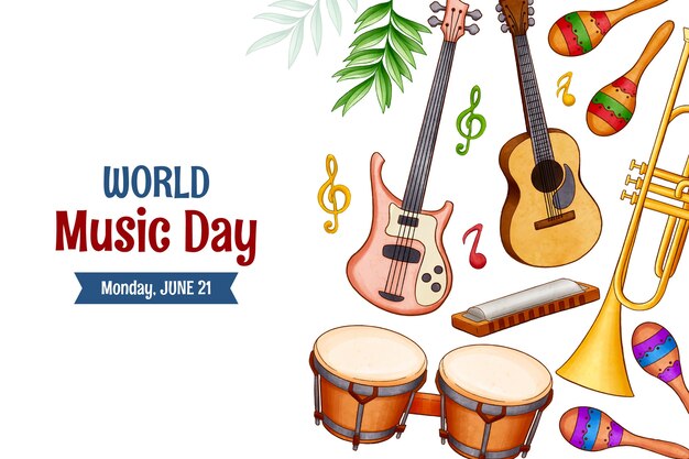 Fundo aquarela para celebração do dia mundial da música