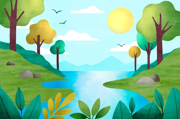 Fundo aquarela para celebração do dia mundial do meio ambiente
