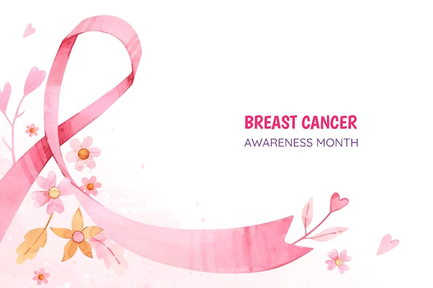 Vetor grátis fundo aquarela para o mês de conscientização sobre o câncer de mama