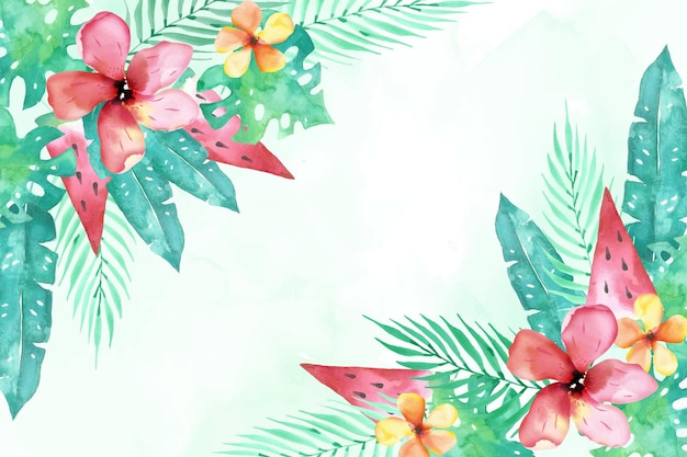 Fundo aquarela verão com flores