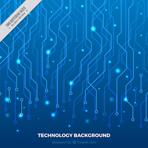 Vetor grátis fundo azul com conexões tecnológicas e pontos brilhantes