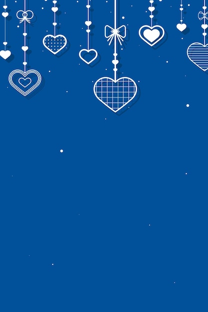Vetor grátis fundo azul com corações pendurados