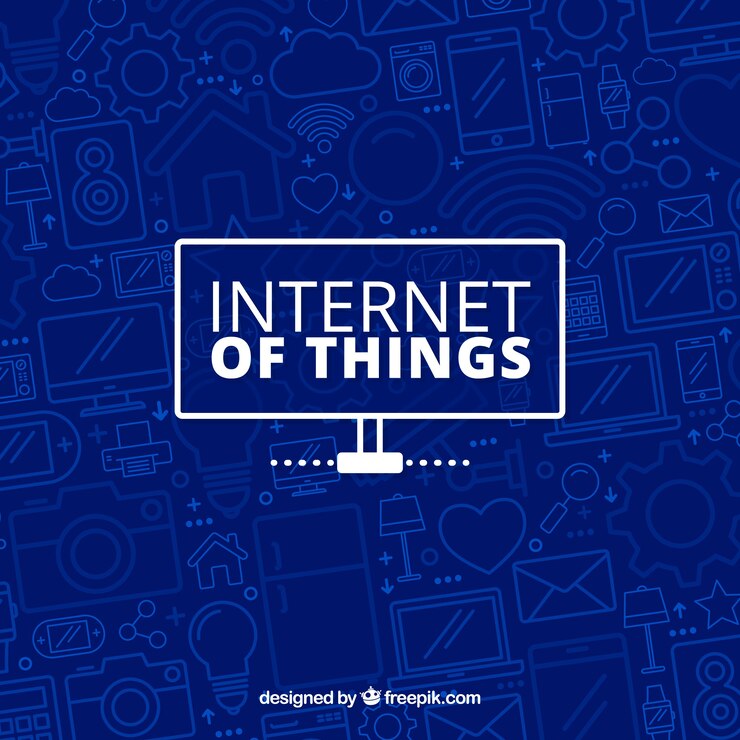 Vetor grátis fundo azul com iot sketches