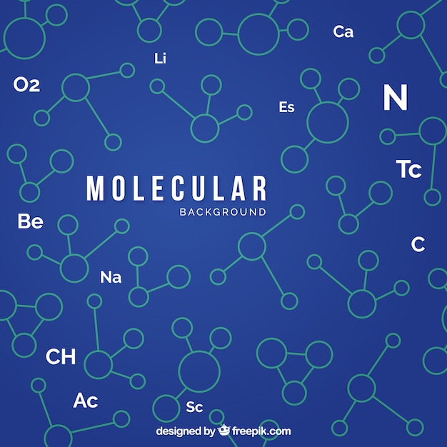 Fundo azul com moléculas