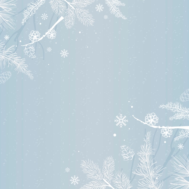 Fundo azul com vetor de decoração de inverno