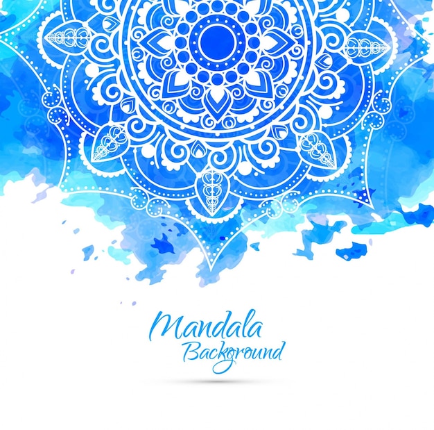 Vetor grátis fundo azul da mandala da aguarela