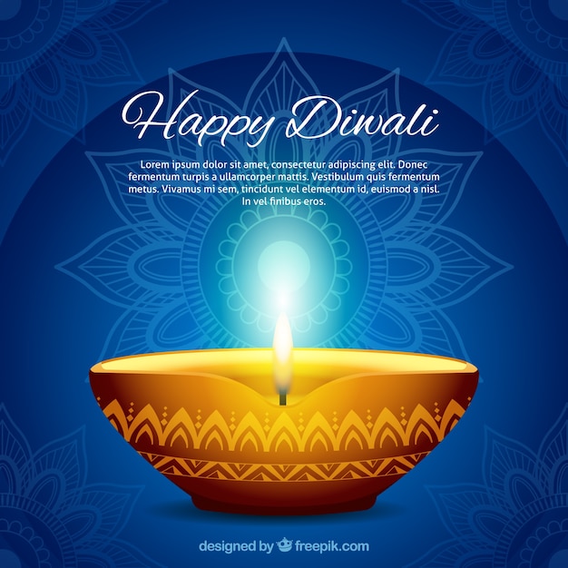 Fundo azul da vela de diwali