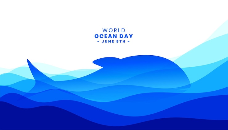 Vetor grátis fundo azul do dia mundial do oceano