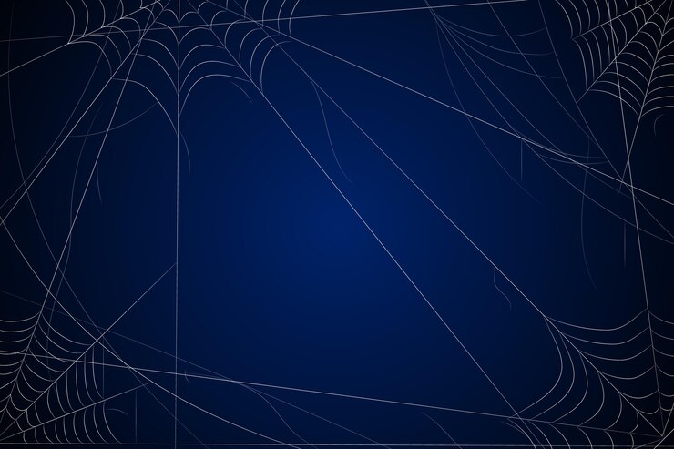 Vetor grátis fundo azul escuro de halloween com teia de aranha