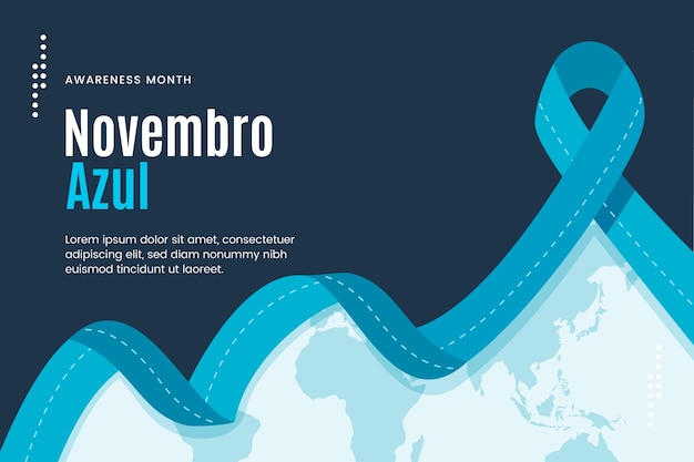 Fundo azul liso de novembro em espanhol