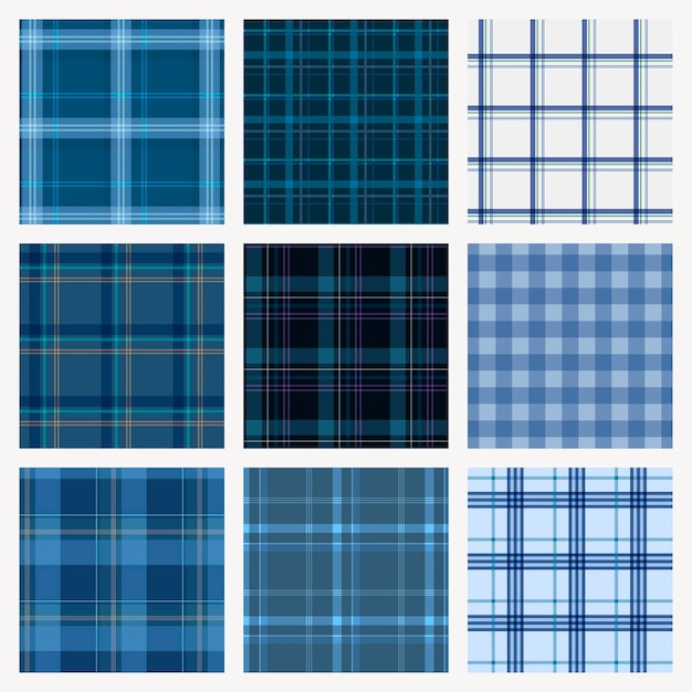 Vetor grátis fundo azul tartan, coleção de vetores de design tradicional escocês