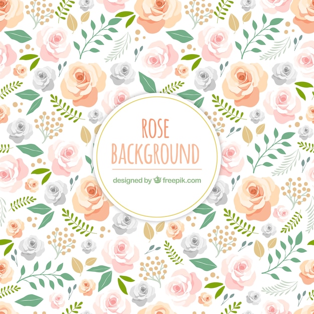 Fundo bonito com rosas desenhadas à mão