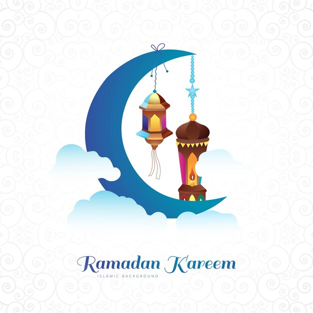 Vetor grátis fundo bonito do cartão da lua ramadan kareem