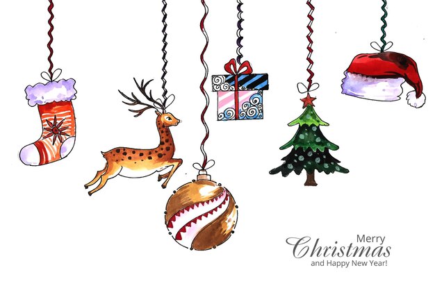 Fundo bonito do cartão do feriado dos elementos decorativos do Natal