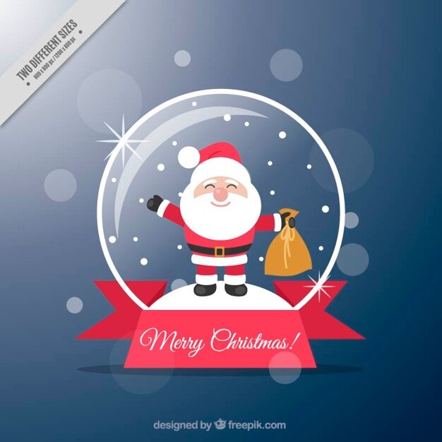Vetor grátis fundo bonito do snowglobe com papai noel de sorriso