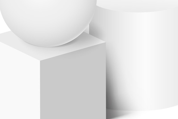 Fundo branco mínimo, vetor de composição de forma geométrica 3D