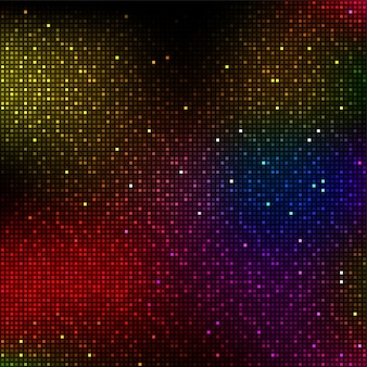 Fundo brilhante de pixels coloridos. fundo de luzes musicais ou de disco.