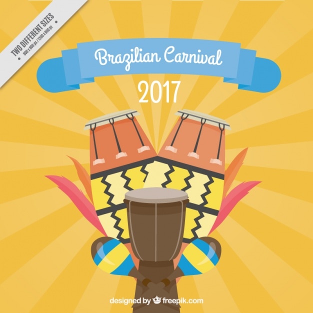 Vetor grátis fundo carnaval brasileiro com pequenos tambores