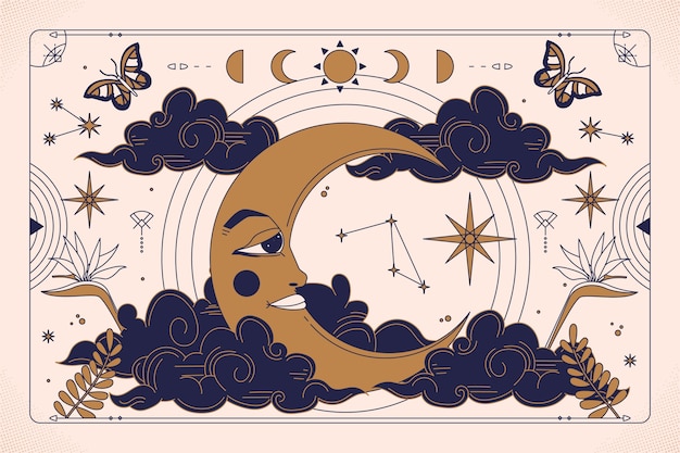 Fundo celestial desenhado à mão