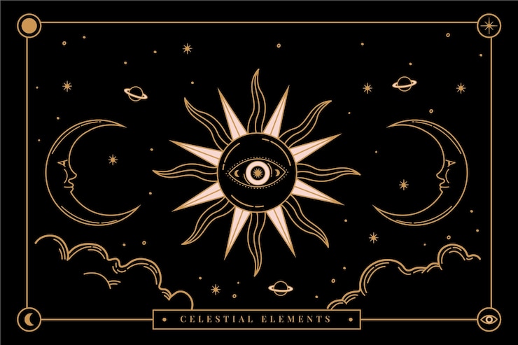 Fundo celestial desenhado à mão