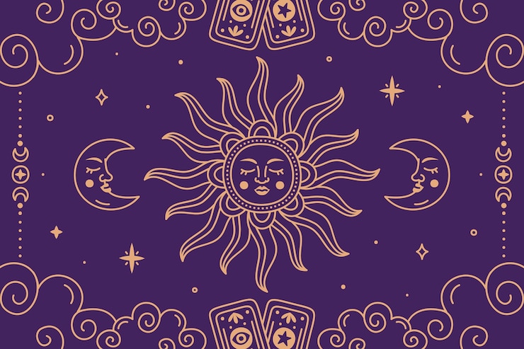 Vetor grátis fundo celestial desenhado à mão.