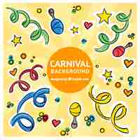 Vetor grátis fundo colorido com maracas e flâmula de carnaval