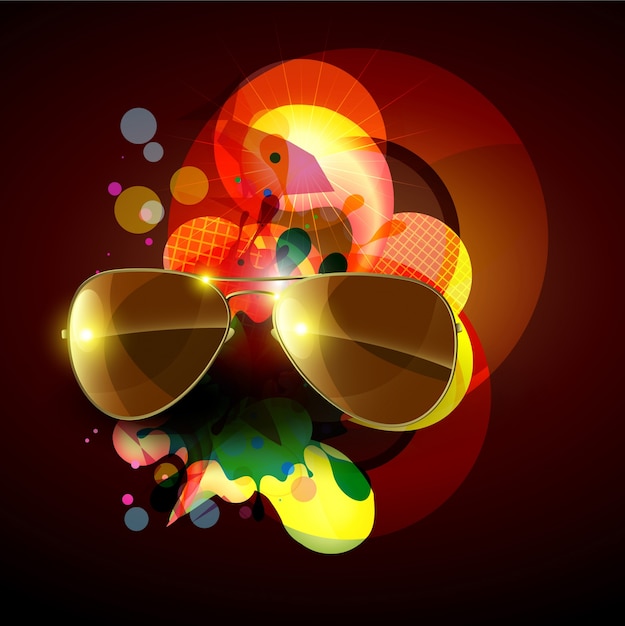 Fundo colorido com óculos de sol