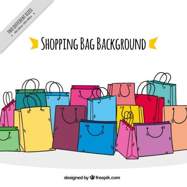 Vetor grátis fundo colorido com sacos de compras