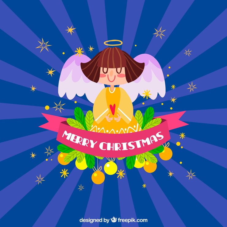 Vetor grátis fundo colorido com um anjo de natal