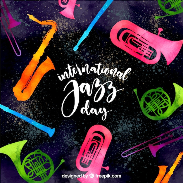 Fundo colorido de aquarela para o dia internacional do jazz