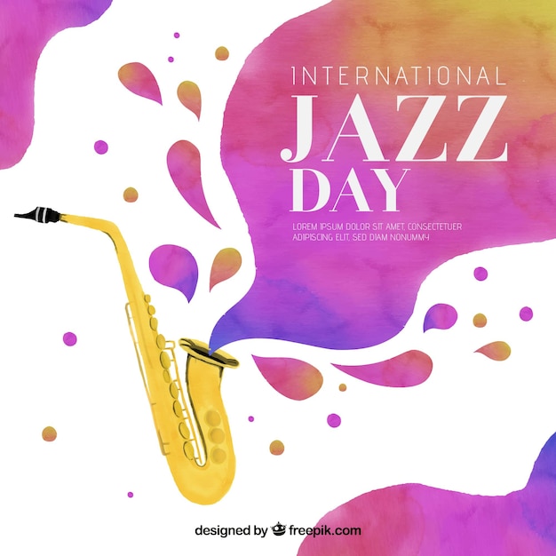 Vetor grátis fundo colorido de aquarela para o dia internacional do jazz