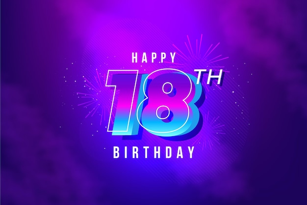 Fundo colorido feliz aniversário de 18 anos