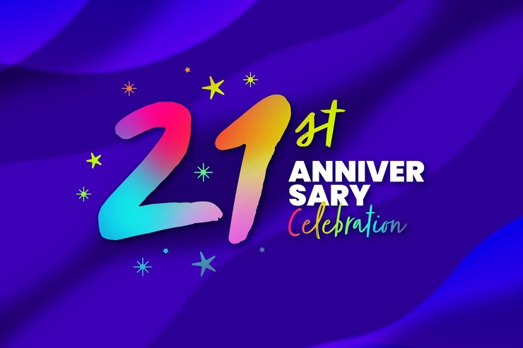 Vetor grátis fundo colorido gradiente de vinte e um aniversário