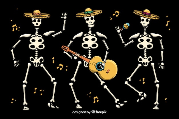 Vetor grátis fundo colorido mão desenhada dia de muertos