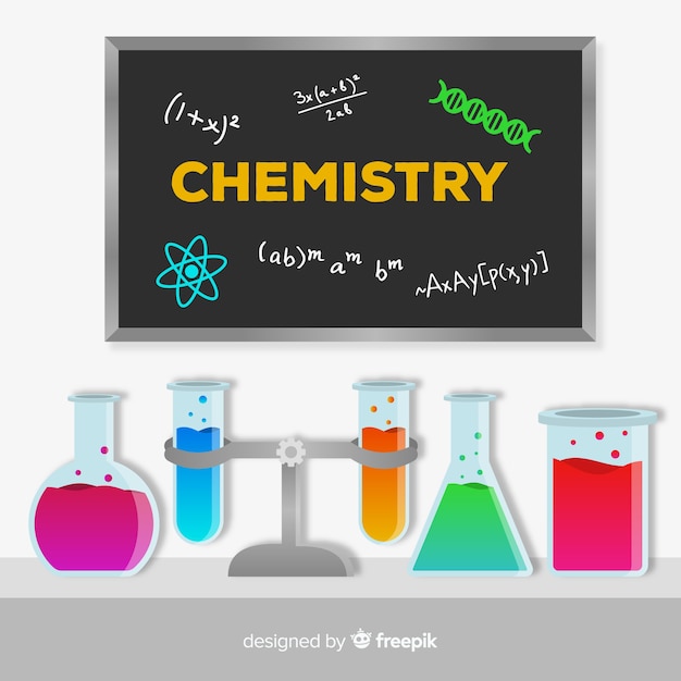 Vetor grátis fundo colorido plano de química