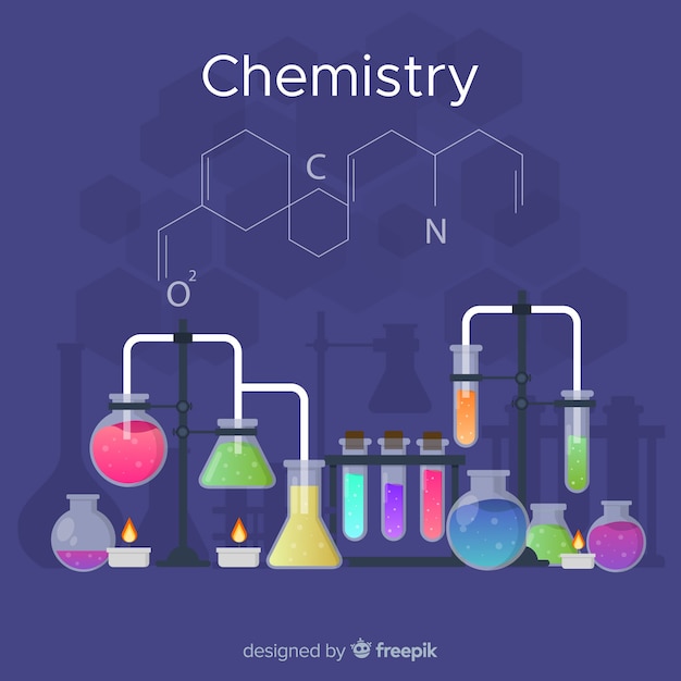 Vetor grátis fundo colorido plano de química