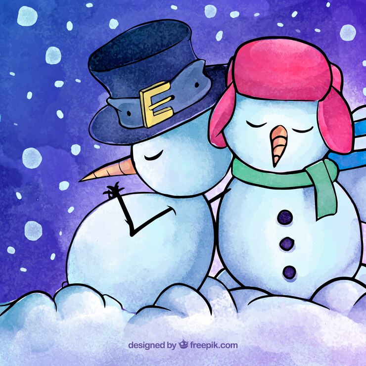 Vetor grátis fundo com aquarela homens da neve