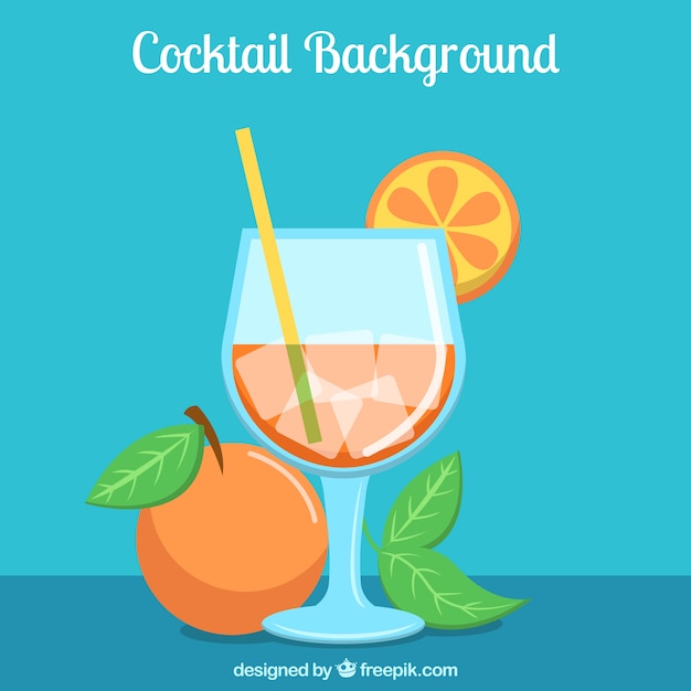 Fundo com cocktail laranja em design plano