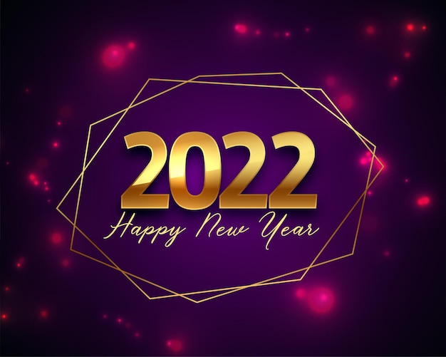 Fundo com moldura dourada de feliz ano novo 2022 com brilhos