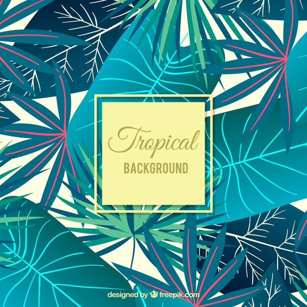 Fundo, com, plantas tropicais