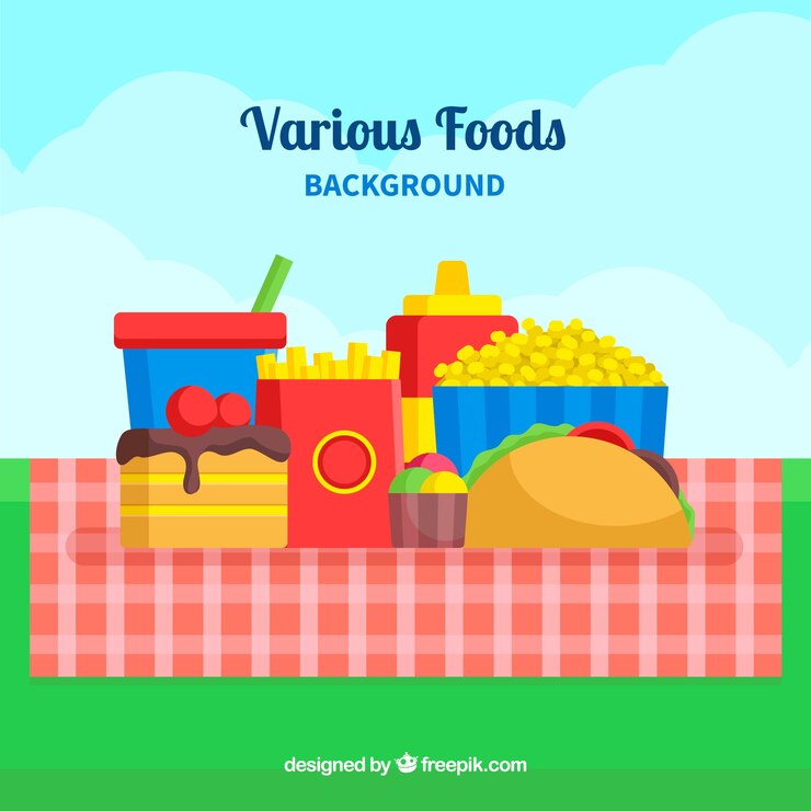 Vetor grátis fundo, com, rapidamente, alimento