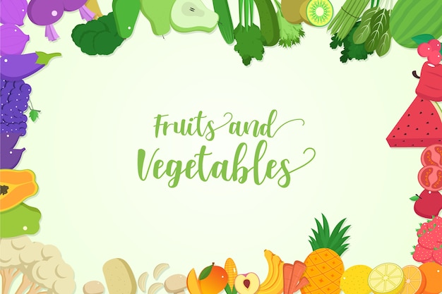 Fundo com tema de frutas e legumes