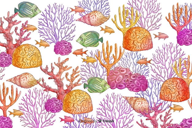 Vetor grátis fundo coral aquarela