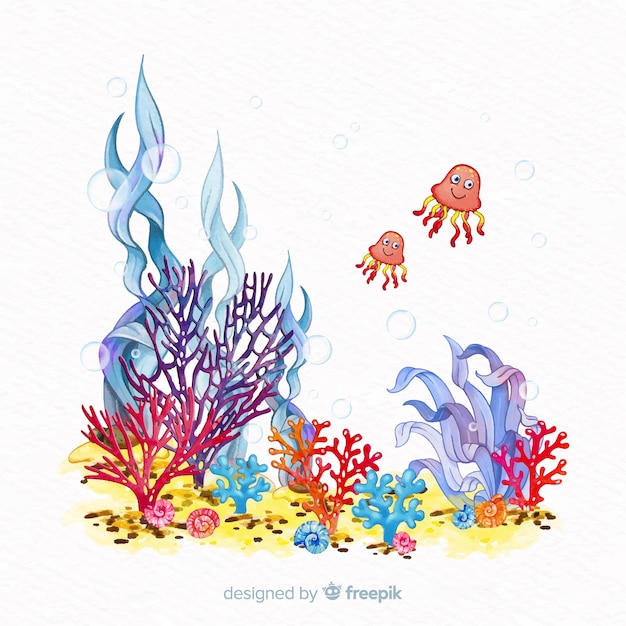 Fundo coral aquarela