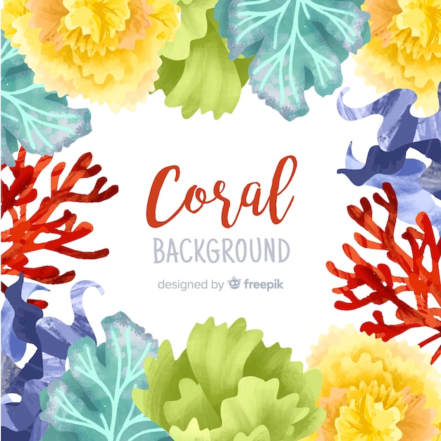 Vetor grátis fundo coral aquarela